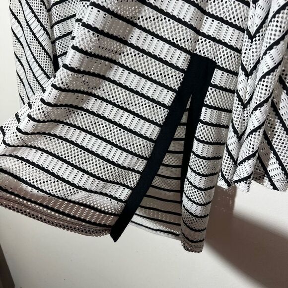 Beach Break White Black Striped Lightweight Hooded Mesh Swim Coverup Size S - Picture 3 of 7